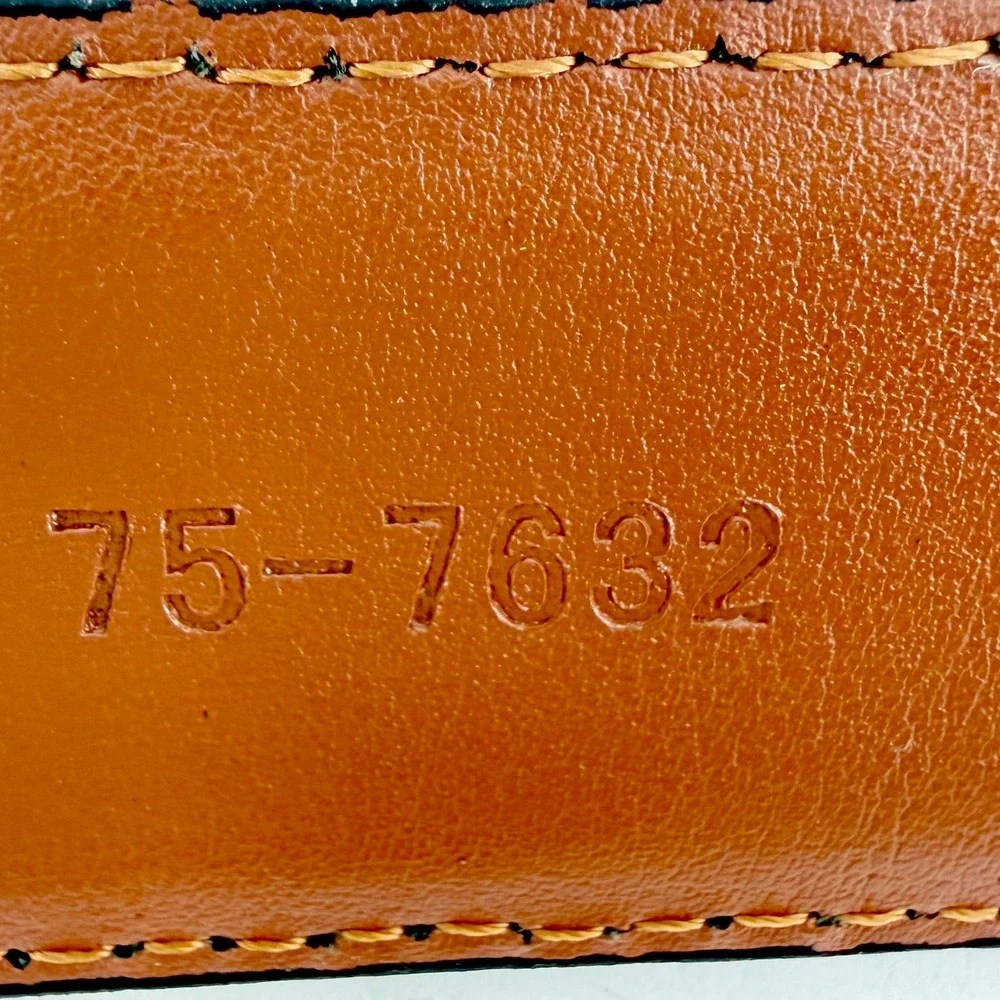 Johnston & Murphy Dress Belt Men 38 Brown Pebbled Leather Contrast Stitch Preppy